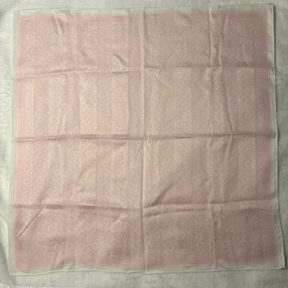 Vtg CELINE Scarf Handkerchief Macadam Logo Pink White 19